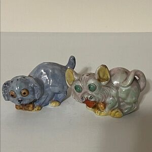 Vintage Mini Ceramic Animal Salt and Pepper Figurines